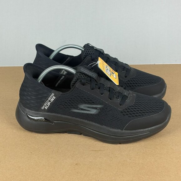 Skechers Slip-Ins Go Walk Arch Fit 2.0 Simplicity Mens 7.5 Black Low Top Lace Up - Picture 3 of 10